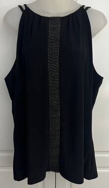 White House Black Market Ball Chain Mesh Date Top Black NWT Size XL